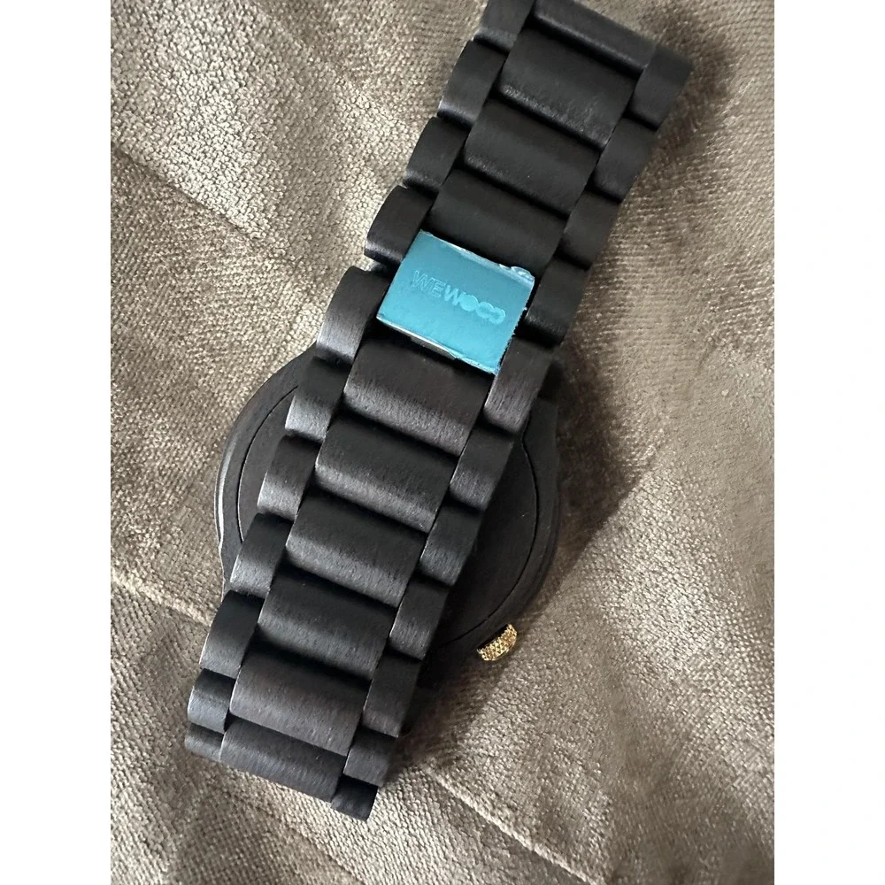 WeWOOD Alpha Black Watch Mens Black Wood Bracelet Date Quartz Box Papers Eco